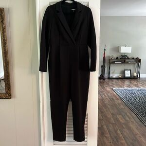 Black Express long sleeve Jumpsuit Pant Romper cropped leg